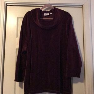 Denim + Co Top Size 3x in Eggplant